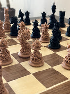 Gothic unique chess set, dark skull chess pieces, artist-designed, Tree House Chess