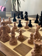 Drago unique chess set, dragon mythology chess pieces, artist-designed, Tree House Chess