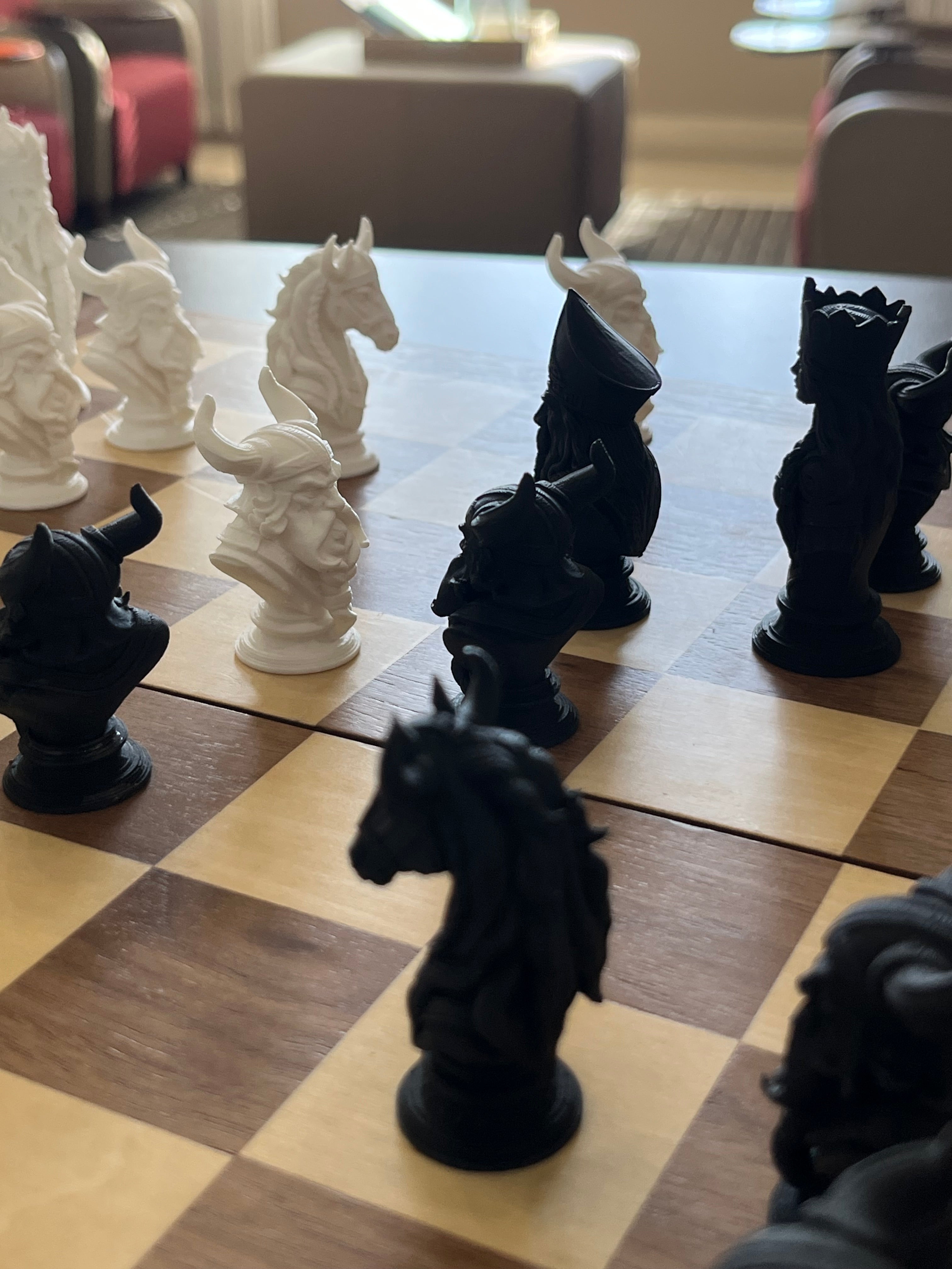 Viking unique chess set, Norse warrior chess pieces, artist-designed, Tree House Chess