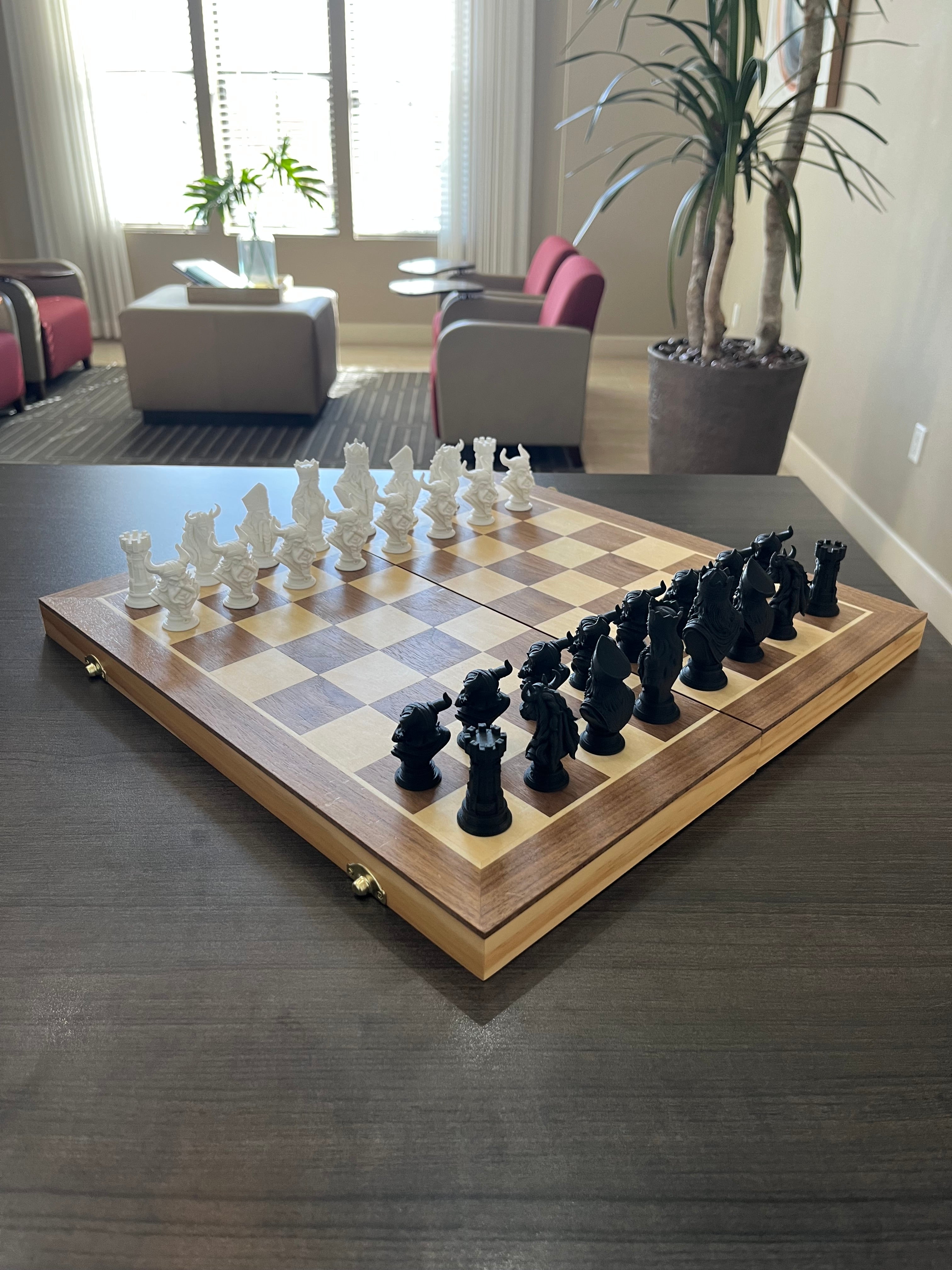 Viking unique chess set, Norse warrior chess pieces, artist-designed, Tree House Chess