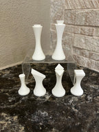 Minimalist unique chess set, clean silhouette chess pieces, artist-designed, Tree House Chess