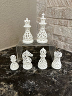 Voronoi unique chess set, geometric cellular pattern chess pieces, artist-designed, Tree House Chess