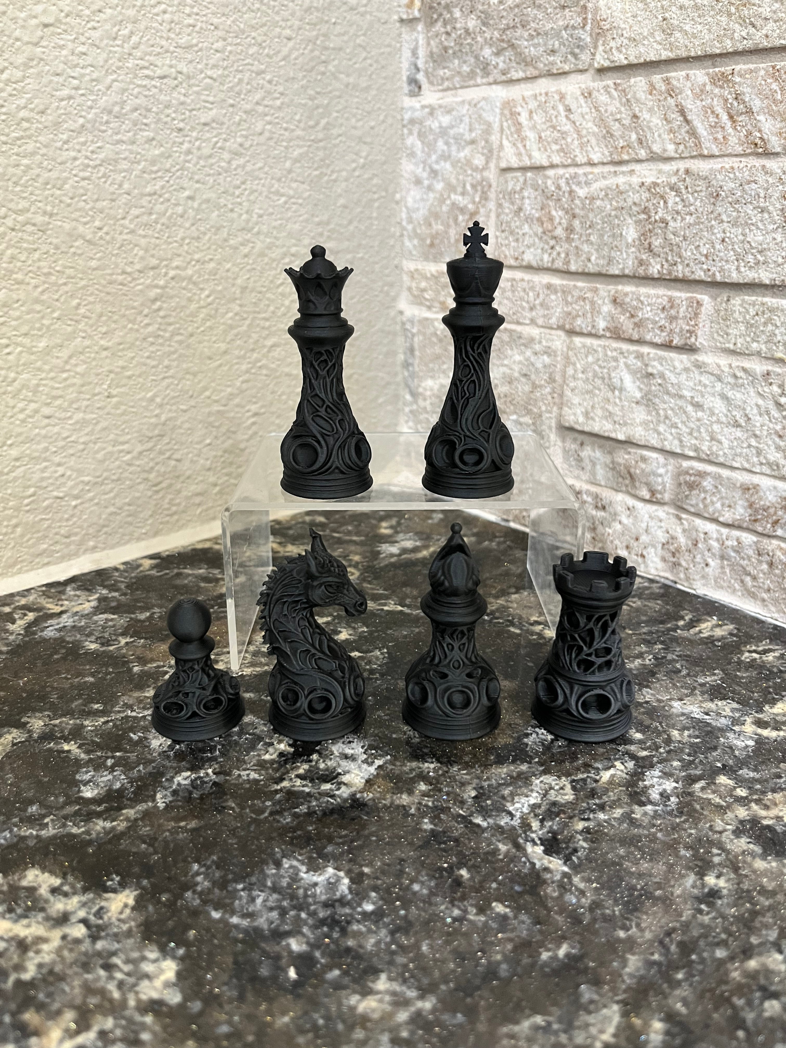 Drago unique chess set, dragon mythology chess pieces, artist-designed, Tree House Chess