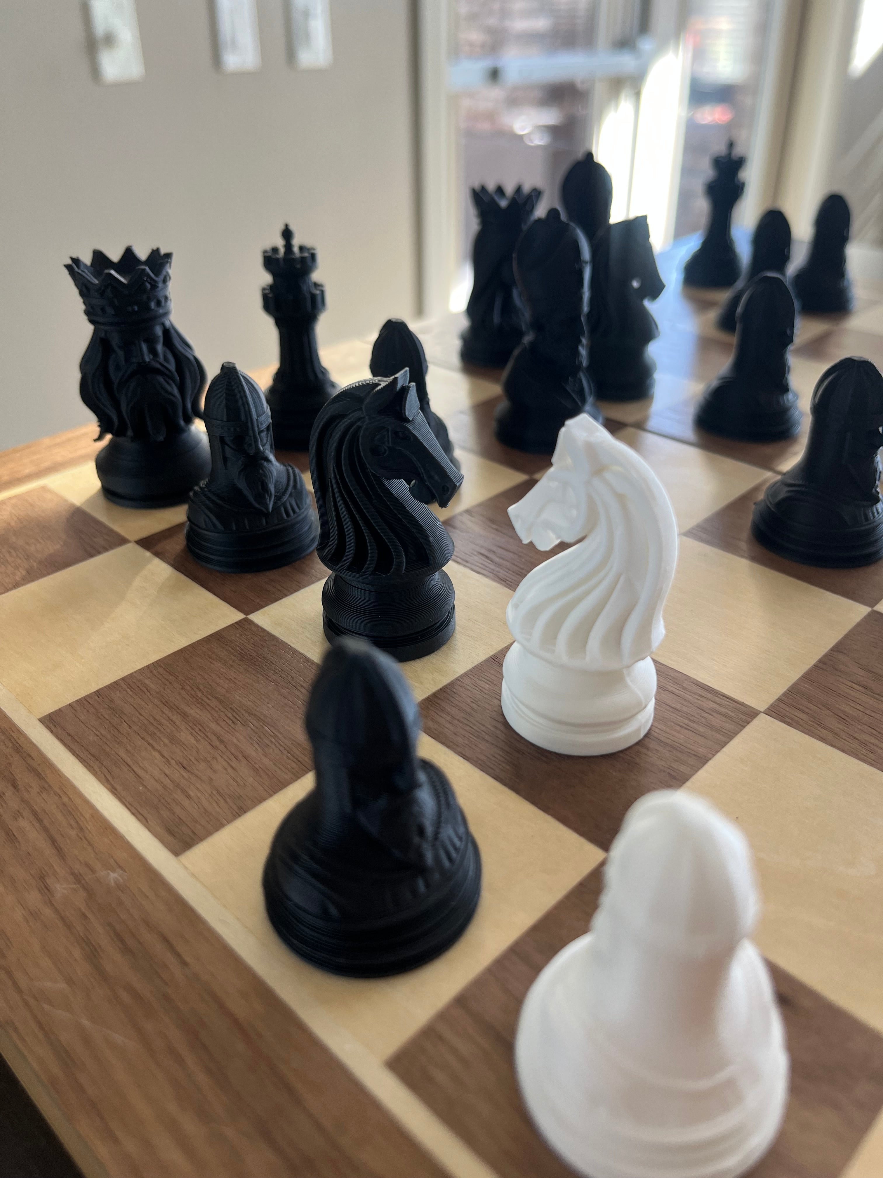 Royalty unique chess set, portrait elegant chess pieces, artist-designed, Tree House Chess