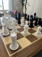 Gothic unique chess set, dark skull chess pieces, artist-designed, Tree House Chess