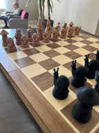 Gnome unique chess set, quirky character chess pieces, artist-designed, Tree House Chess