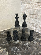 Gothic unique chess set, dark skull chess pieces, artist-designed, Tree House Chess