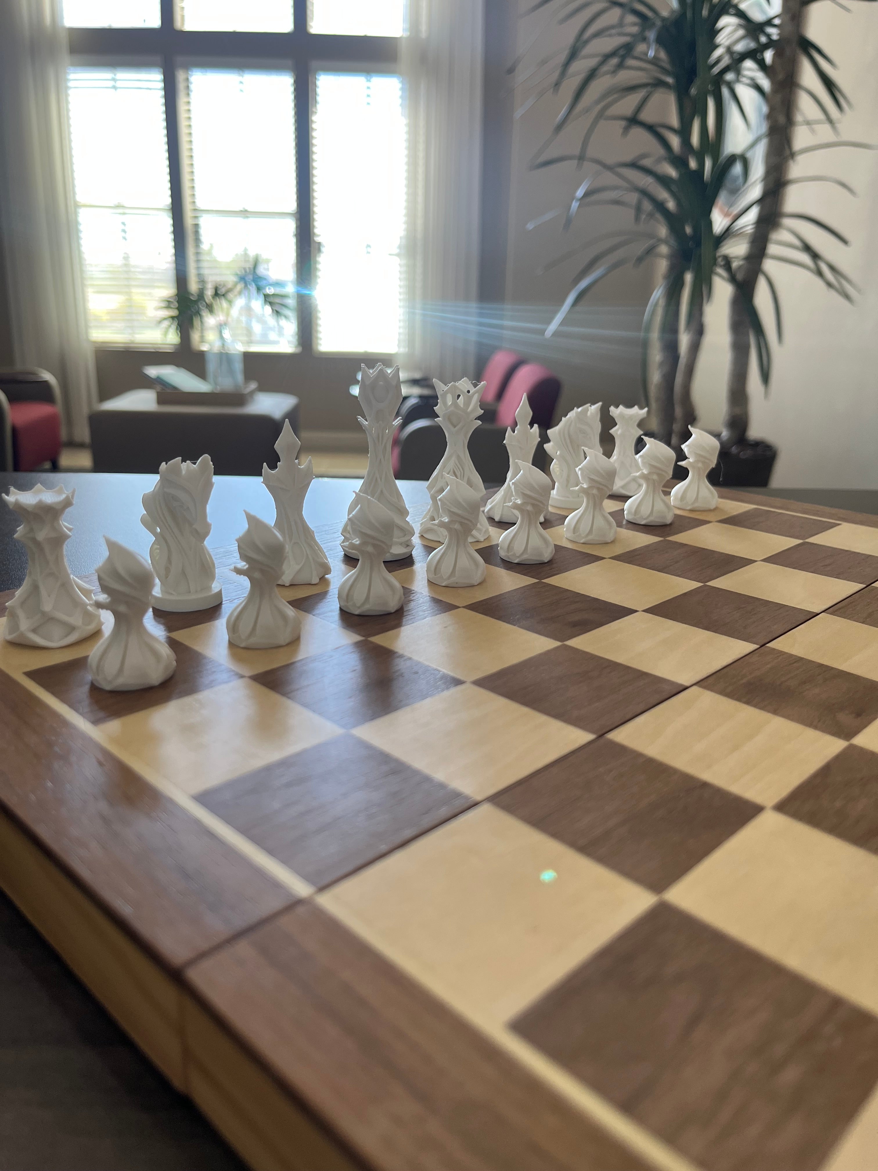 Monarch unique chess set, ornate regal chess pieces, artist-designed, Tree House Chess