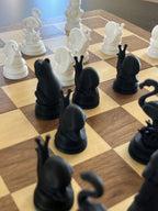 Gnome unique chess set, quirky character chess pieces, artist-designed, Tree House Chess