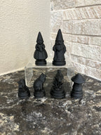 Gnome unique chess set, quirky character chess pieces, artist-designed, Tree House Chess