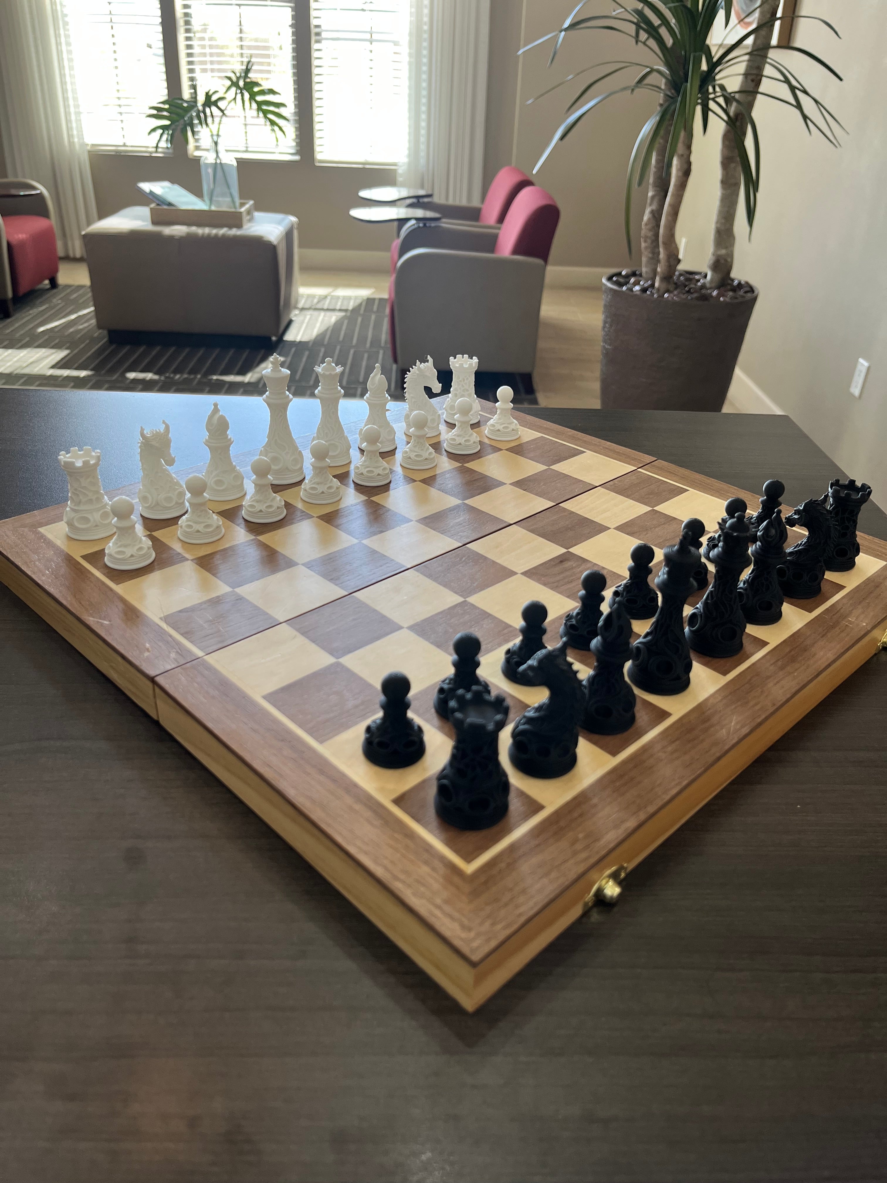 Drago unique chess set, dragon mythology chess pieces, artist-designed, Tree House Chess