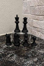 Low-Poly unique chess set, geometric angular chess pieces, artist-designed, Tree House Chess