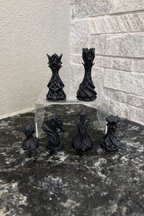 Monarch unique chess set, ornate regal chess pieces, artist-designed, Tree House Chess